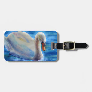 Wit-zwanenschilderij waterverf bagagelabel