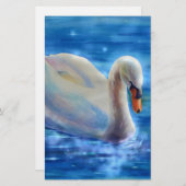 Wit-zwanenschilderij waterverf briefpapier (Voorkant / Achterkant)