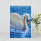 Wit-zwanenschilderij waterverf briefpapier (Staand voorkant)