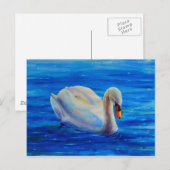 Wit-zwanenschilderij, watervogel, vogel briefkaart (Voorkant / Achterkant)