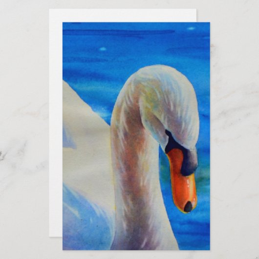 Wit-zwanenschilderij, watervogel, vogel briefpapier (Voorkant / Achterkant)