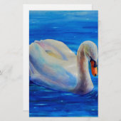 Wit-zwanenschilderij, watervogel, vogel briefpapier (Voorkant / Achterkant)