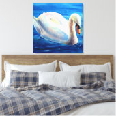 Wit-zwanenschilderij, watervogel, vogel canvas afdruk (Insitu (Slaapkamer))