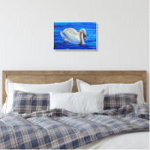 Wit-zwanenschilderij, watervogel, vogel canvas afdruk (Insitu (Slaapkamer))