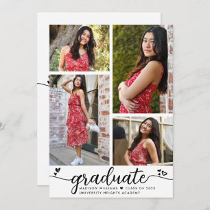 Wit Zwart Afstuderen 4 Foto Kalligrafie Harten Aankondiging