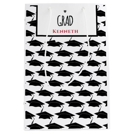 Wit Zwart Afstuderen Afstuderen Afstudeerder Pette Medium Cadeauzakje (Voorkant)