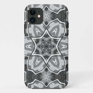 Wit-zwart ajour geometrisch patroon iPhone 11 hoesje