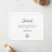 Wit Zwart Bladkam Monogram Notitiekaartje (Voorkant / Achterkant in situ)