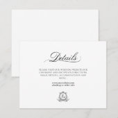 Wit Zwart Bladkam Monogram Notitiekaartje (Voorkant / Achterkant)