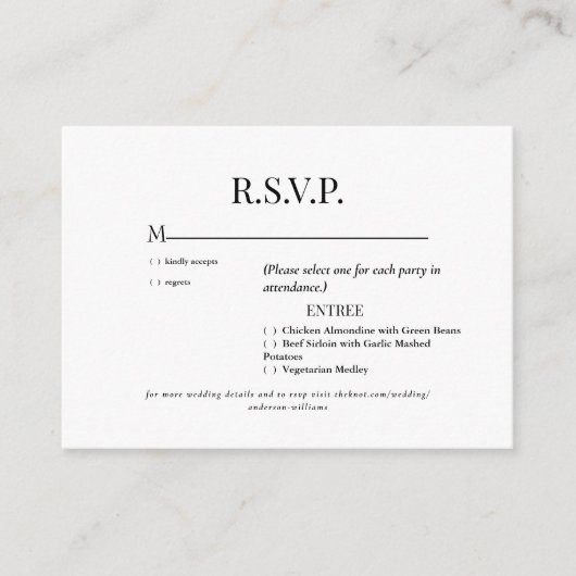 Wit & Zwart Bruiloft RSVP Informatiekaartje (Voorkant)