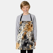 Wit Zwart Crème Luipaard Dier Schort (Gedragen)