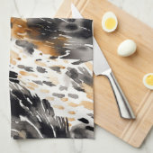 Wit Zwart Crème Luipaard Dier   Theedoek (Quarter Fold)