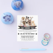 Wit Zwart Eenvoudige Bloemen Geïllustreerde Hond G Flyer (Enkel)