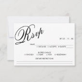 Wit & Zwart Elegant Script Bruiloft RSVP Kaartje (Voorkant)