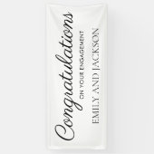 Wit Zwart Elegant Script Verloving Spandoek (Verticaal)