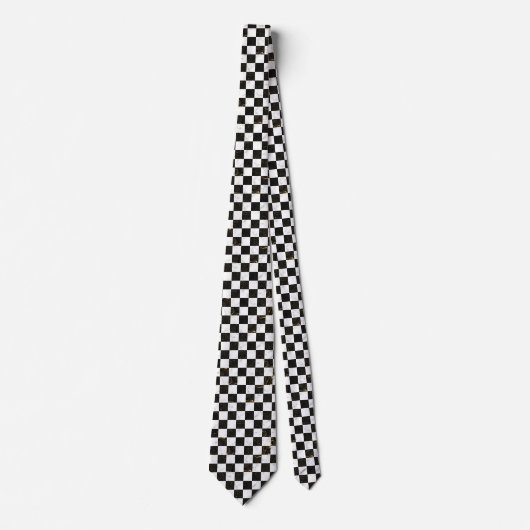 Wit Zwart en Goud Marmeren Checkerboard Stropdas (Voorkant)