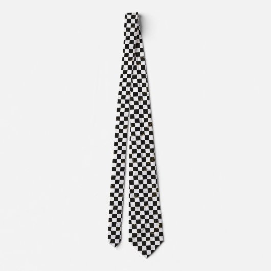 Wit Zwart en Goud Marmeren Checkerboard Stropdas (Achterkant)