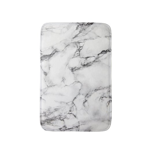 Wit zwart en grijs korrel marmeren steen badmat (Voorkant Verticaal)