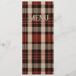 Wit, Zwart en Rood Schots Tartan Bruiloft Menu