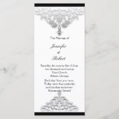 Wit Zwart en Zilver Damask Trouwprogramma Programma (Voorkant)