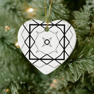 Wit Zwart en Zilver Geometrisch patroon Keramisch Ornament