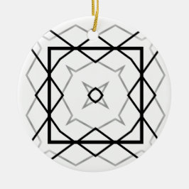 Wit Zwart en Zilver Geometrisch patroon Keramisch Ornament