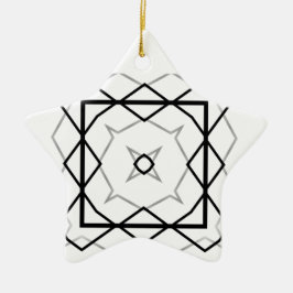 Wit Zwart en Zilver Geometrisch patroon Keramisch Ornament