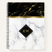 Wit & Zwart Faux Marmer combinatie Notitieboek (Voorkant)