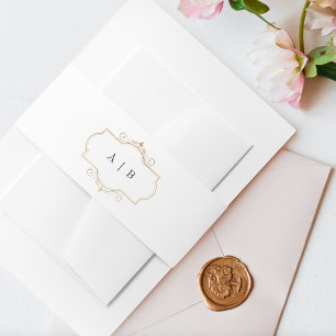 wit zwart formeel goud crest bruiloft uitnodigingen wikkel