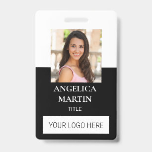 Wit Zwart Foto ID Naam Titel Barcode Verticaal Badge