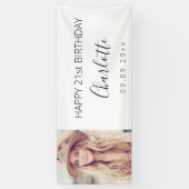 Wit zwart foto verjaardagsfeestje spandoek (Verticaal)