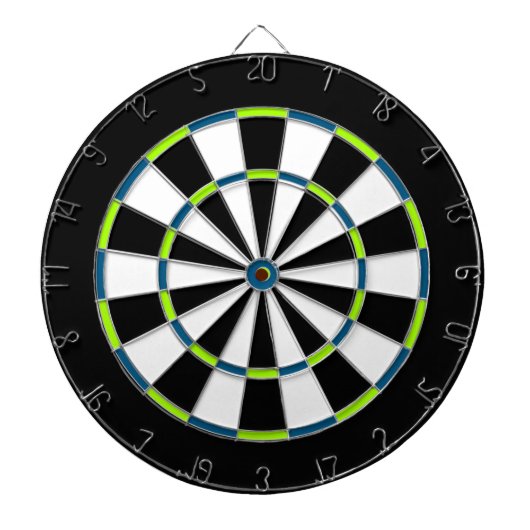 Wit, Zwart, Geel en Blauw Metaalkooi Dartboard Dartbord (Voorkant)