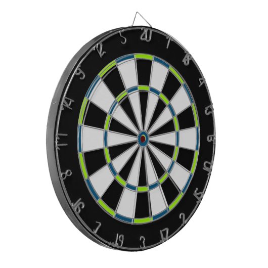 Wit, Zwart, Geel en Blauw Metaalkooi Dartboard Dartbord (Voorkant Links)