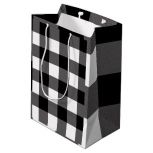 Wit & Zwart geruite vierkanten Buffalo Plaid Medium Cadeauzakje