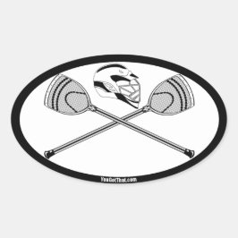 Wit/Zwart Goalie Lacrosse Sticks en Helm Ovale Sticker