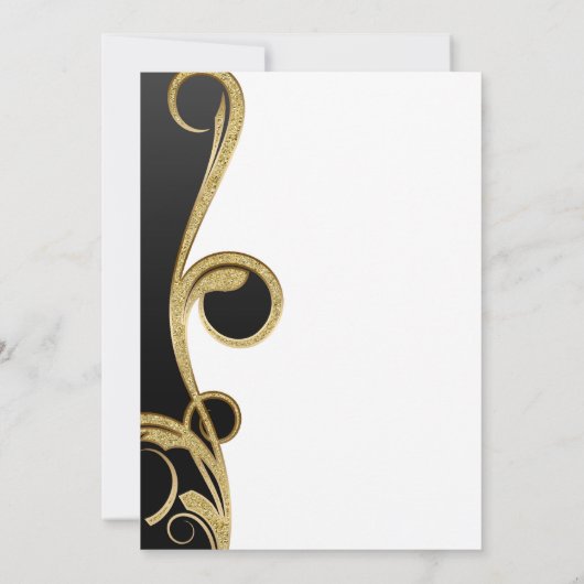Wit Zwart Goud Chic Elegante Spiraal Bruiloft Kaart (Achterkant)