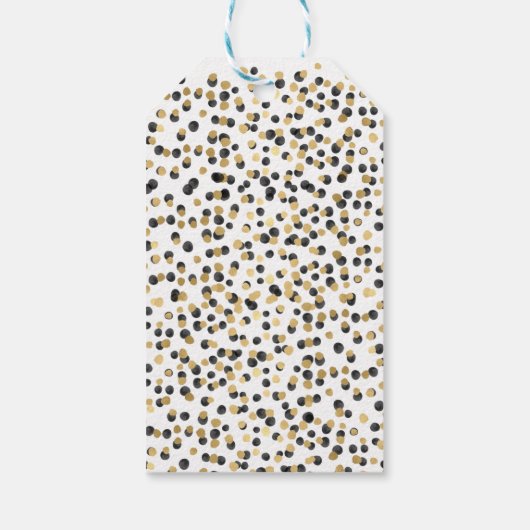 Wit Zwart Goud Confetti Verjaardag Dank u Cadeaulabel (Achterkant)