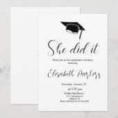 Wit Zwart Graduation Party Kaart (Voorkant / Achterkant)