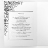 Wit Zwart Groen Bruiloft Tri-Fold Uitnodiging (Binnenzijde eerst)