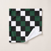 Wit Zwart Groen Schachbrett Bad Handdoek (Wasdoekje)