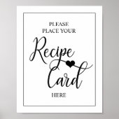 Wit Zwart Hart Bruiloft Borrel RECEPT TEKEN Poster (Voorkant)