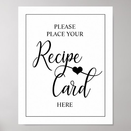 Wit Zwart Hart Bruiloft Recept Bord Poster (Voorkant)