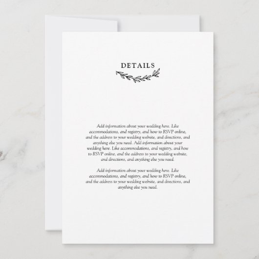 Wit & Zwart Hartkrans 2-in-1 Trouw Uitnodiging (Achterkant)