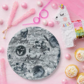 Wit & Zwart Haunted Halloween Papier Borden Papieren Bordje (Feest)