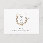 Wit Zwart Klassieke Gouden kuif bruiloft details Informatiekaartje (Voorkant)