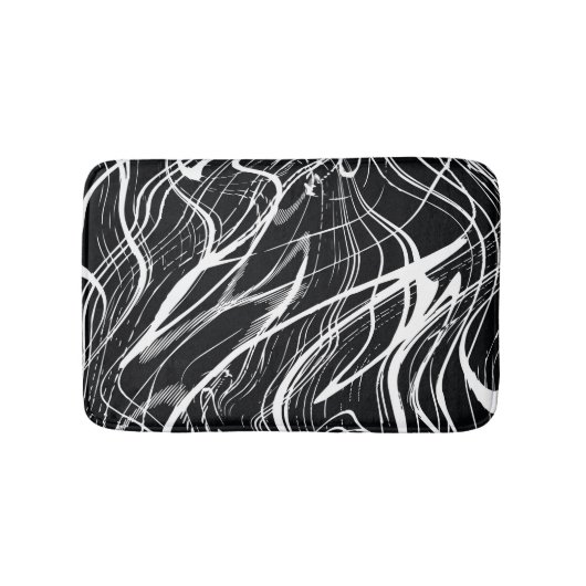 Wit Zwart Marmer: Abstract Badmat (Voorkant)