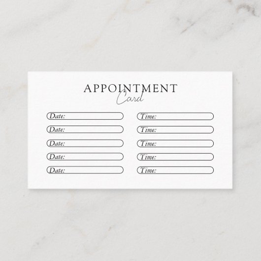 Wit & Zwart, Minimaal, Elegant, Salon Afsprakenkaartje (Achterkant)