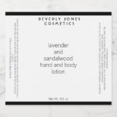 Wit zwart minimalistisch cosmetica flesetiket sparkling wijnetiket (Enkel label)