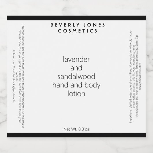 Wit zwart minimalistisch cosmetica flesetiket sparkling wijnetiket (Enkel label)