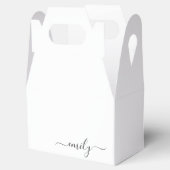 Wit Zwart Modern Script Monogram Naam Bedankdoosjes (Geopend)